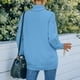 thumbnail image 5 of Gibobby Suéter de Cuello Alto para Mujer, Suéter suelto de punto acanalado a rayas para mujer, cuello alto 2023, de manga larga, casual, de ajuste holgado(Azul,G), 5 of 5