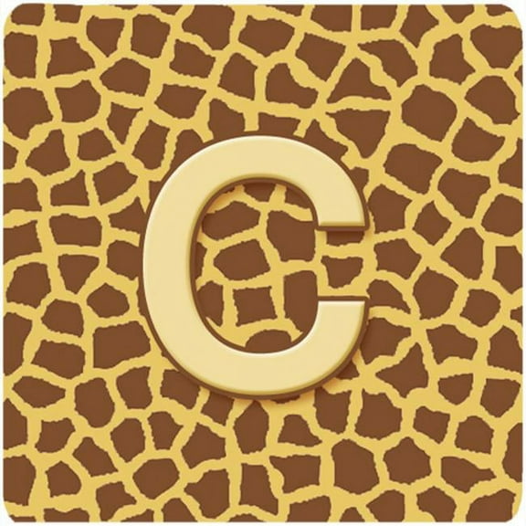 Monogram - Giraffe Foam Coasters, Initial Letter C - Set 4, 3.5 x 3.5 In.