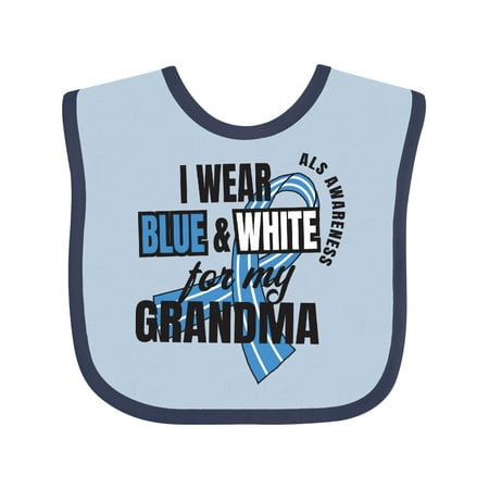 

Inktastic I Wear Blue and White For My Grandma ALS Awareness Gift Baby Boy or Baby Girl Bib