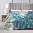 thumbnail image 2 of Peacock and Vintage Botanical Flannel flannel Blanket Ultra Soft Cozy Warm Throw Lightweight Blanket Microflannel Blanket for Home (Peacock and Vintage Botanical, 50" x40"), 2 of 5