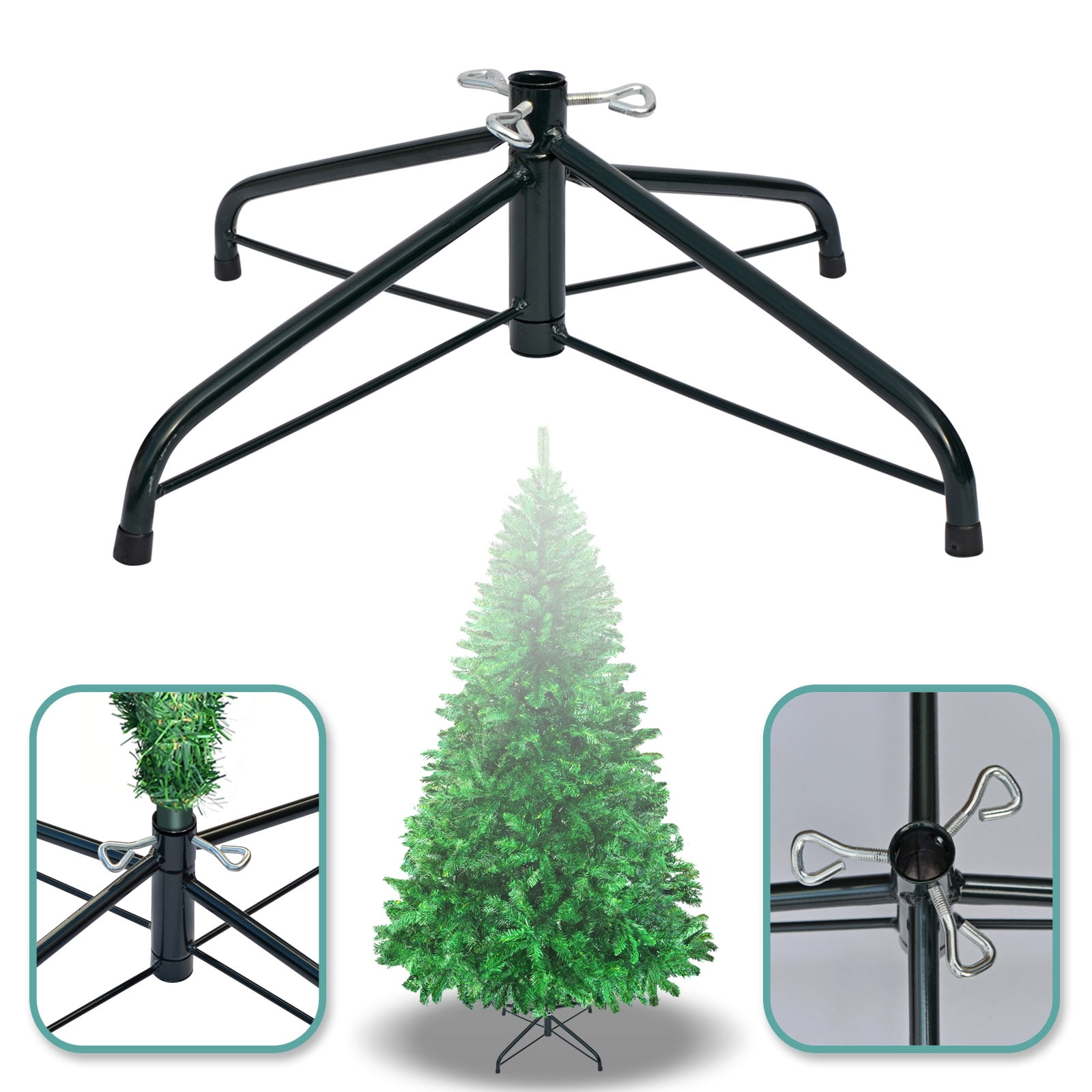 Sunrise Steel Base Metal Stand for 5/6/7/7.5ft Christmas Tree Xmas Decor (Green, for 6ft Tree)