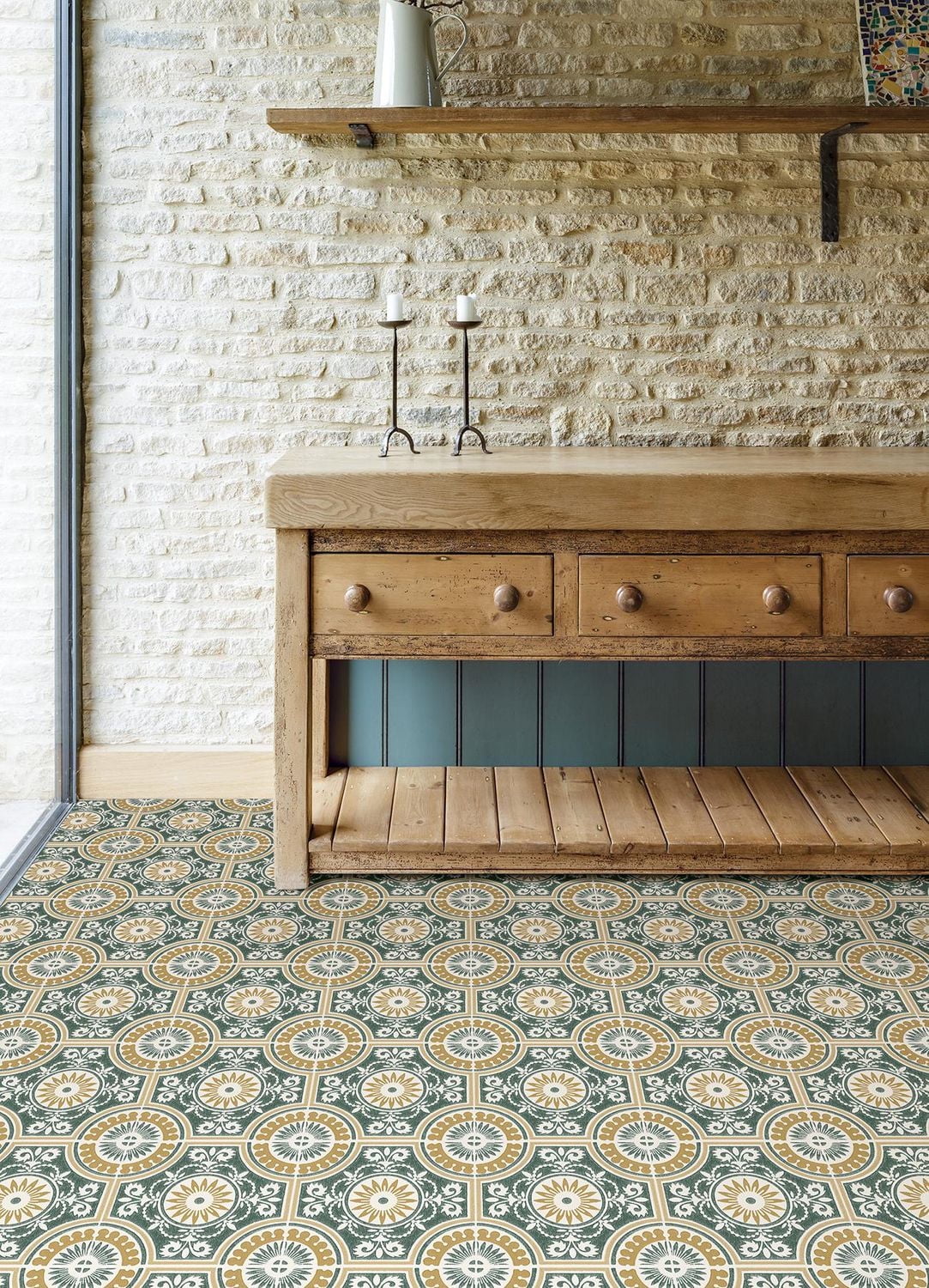 FloorPops Ezra Yellow Peel & Stick Floor Tiles Set of 20