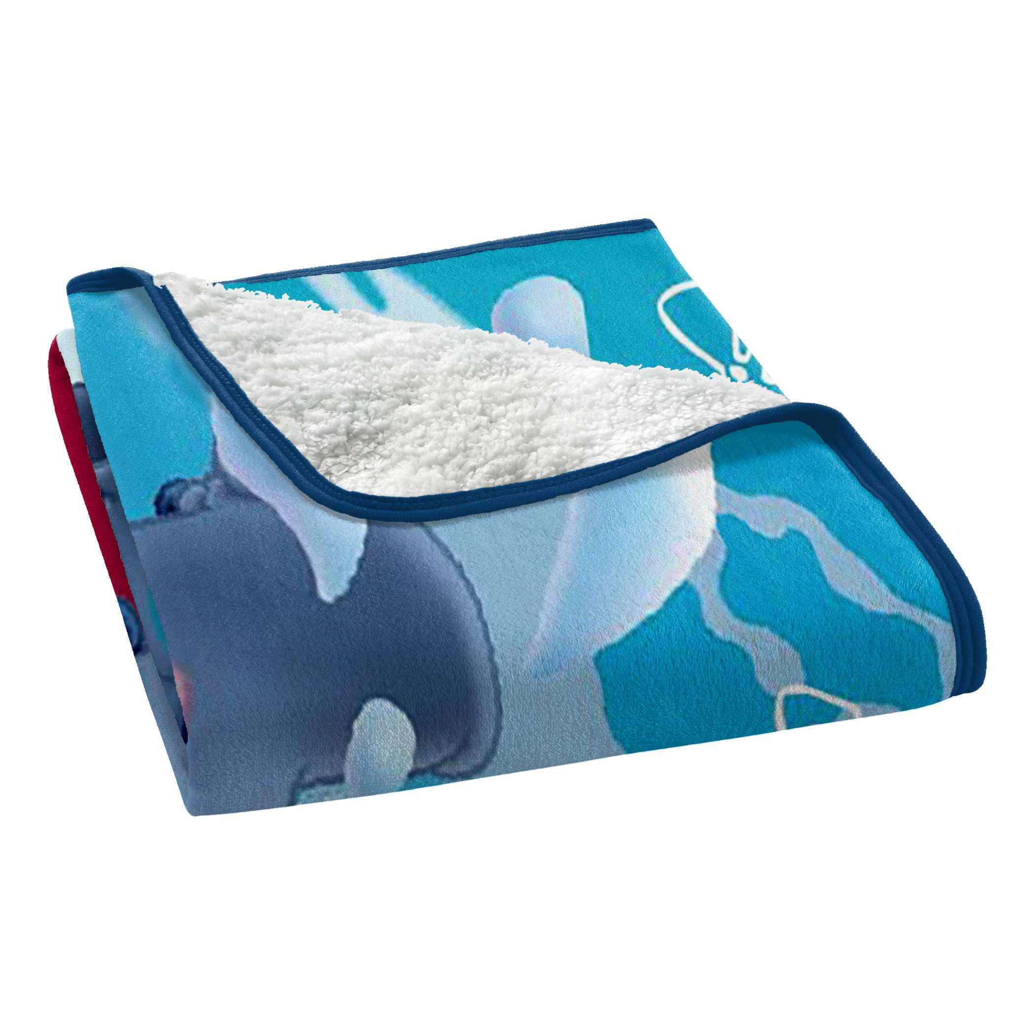 Lilo & Stitch Techno Ohana Kids Silk Touch Throw Blanket with Sherpa Reverse, 46 x 60 inches Blue