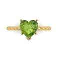 thumbnail image 2 of 2.0ct heart cut green natural peridot 18k yellow gold Bridal Wedding Engagement Promise Anniversary Ring for Women size 4.75, 2 of 7