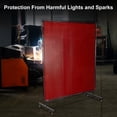 thumbnail image 3 of BENTISM Welding Screen 6' x 6' Welding Curtains Flame Retardant 3 Panel Welding Curtain with Frame and Wheels, Translucent Welding Shield, Flame Resistance Weld Curtain, Adjustable Size, Red, 3 of 8