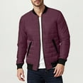thumbnail image 2 of MaFYtyTPR Fall Winter Men's Warm Jacket Fashion Solid Color Long Sleeve Hoodless Padded Jacket with Pocket Wine M, 2 of 5