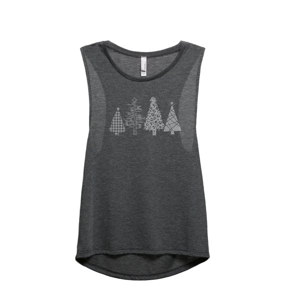 Christmas Tree Season Women's Fashion Sleeveless Muscle Workout Yoga Tank Top Charcoal Grey Medium