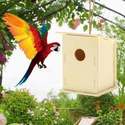 Natural Wooden Bird House for Outside Decorative Hanging DIY Paintable Feeder style 5