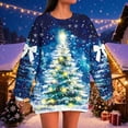 thumbnail image 2 of Women's Oversized Christmas Sweatshirts Graphic Funny Long Sleeve Crew Neck Pullover Xmas Tree Holiday Tops, 2 of 6
