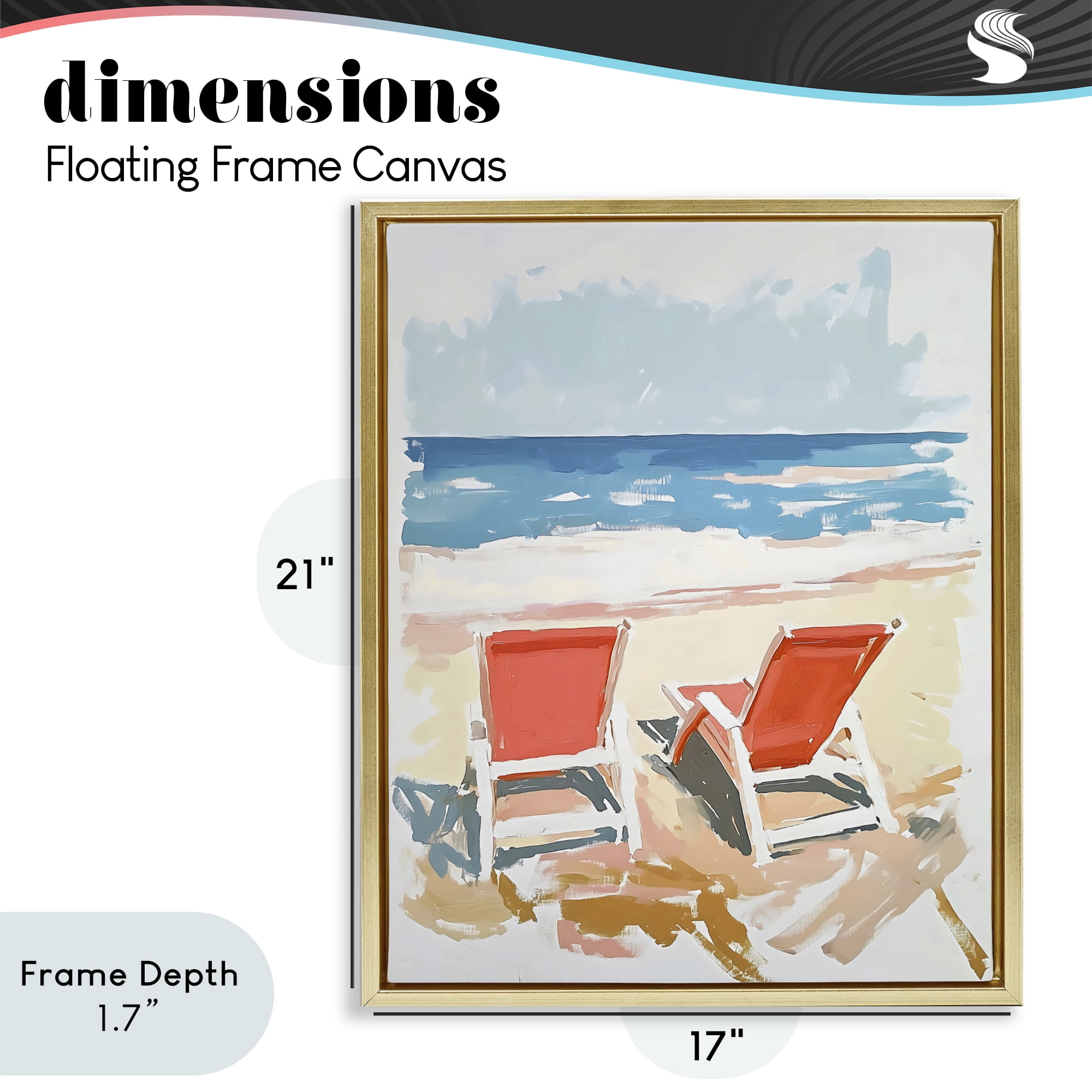 Stupell Industries Two Sunlit Beach Chairs Gold Framed Floater Canvas Wall Art, design by The Prints Vibe