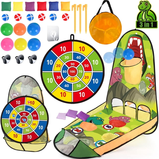 Set de juego para lanzar pufs con forma de dinosaurio 3 en 1 de Unanscre para niños