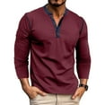 thumbnail image 2 of Puntoco Mens Casual Short Sleeve Henley Shirts Fashion Button T Shirts with Pocket Winter Clothing for Men Wine XXXL(XXXL), 2 of 9