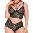 thumbnail image 2 of Gibobby Conjunto de lencería de encaje Conjunto de Lencería de Malla, Elegante Conjunto de Lencería con Bordado de Bloques de Color Ajustable para Mujer para Luna(Negro, 4XG), 2 of 5