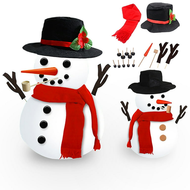 16Pcs Christmas Snowman Decorating Making Kit Kids Outdoor Fun Gift Hat  Scarf Eyes Hands Carrot Nose Building Xmas Snowman Decor - AliExpress