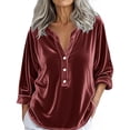 thumbnail image 1 of Chemise Décontractée Rétro à Manches Longues avec Col, Blouse Coupe Ample, Haut Uni pour Usage Quotidien, 1 of 4
