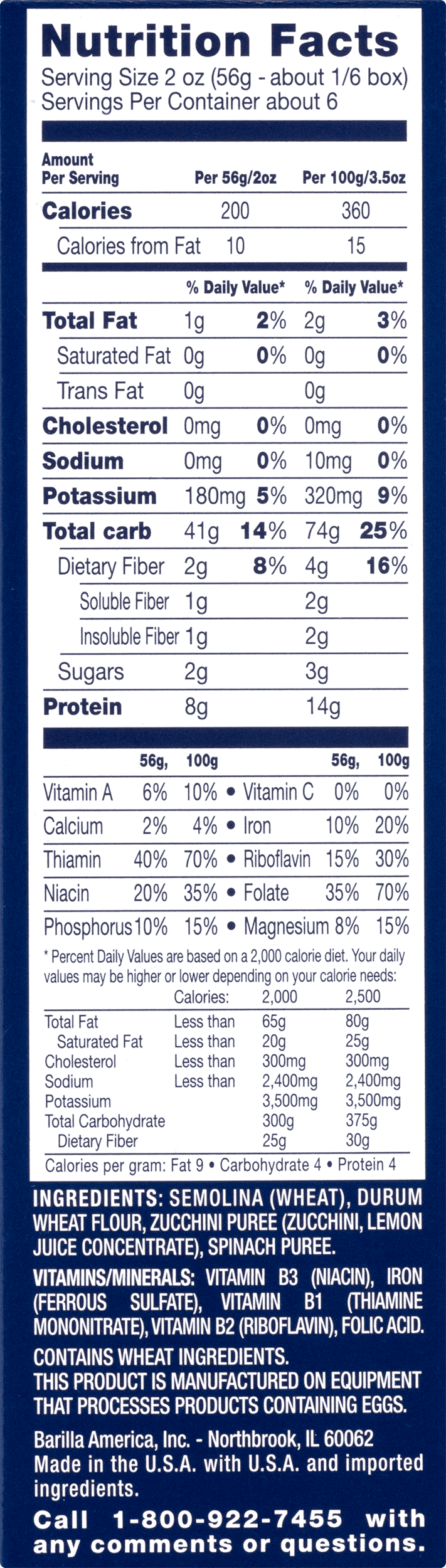 Barilla Veggie Pasta Nutrition Facts Nutrition Ftempo