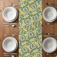 thumbnail image 6 of Yellow Teal Boho Botanical Table Runner - 108 Inch Long, Kitchen Dining Table Runner Dresser Scarves, Southwestern Leaves Ethnic Tribal Farmhouse Decor for Coffee Tables Wedding Party Banquet, 6 of 8