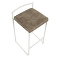 thumbnail image 7 of Fuji Contemporary Stackable Counter Stool In White With Brown Cowboy Fabric Cushion - Set Of 2, 7 of 7