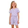 thumbnail image 5 of Purple Girls Homewear Set 2 Piece Soft Cozy Homewears Loungewear Star Moon Print Short Sleeve Top and Shorts,Size 9 T, 5 of 8