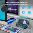 thumbnail image 4 of Surge Protector Power Strip 15 ft Cord, Long Power Strip with 4 Widely Outlets, Thin Extension Cord with 3 USB Ports(1 USB C Port), Slim Desk Charging Station, Black(2 Pack), 4 of 6