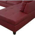 thumbnail image 4 of PonLiving Furniture Red Faux Leather 3 Piece Sectional Sofa Couch Set, L-Shaped Modern Sofa with Chaise Storage Ottoman for Living Room Furniture, Right Hand Facing, 4 of 6