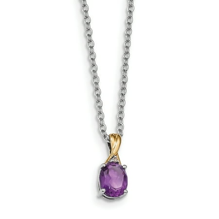 14k Amethyst Gemstone 925 Sterling Silver 14k Gold Plated Ed Purple Amethyst Diamond Chain Necklace Pendant Charm Gemstone Gifts For Women For Her ()