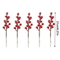 thumbnail image 3 of Hxlamzoo 5 Pcs Christmas Red Berry Artificial Flower Stems Plastic Decoration for Xmas Tree Holiday Home Party Supplies, 3 of 6