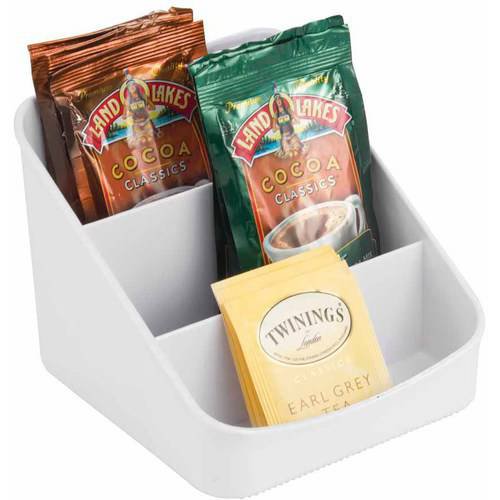 iDesign Linus BPAFree Plastic 3Tier Tea/Sugar Packet Organizer, White