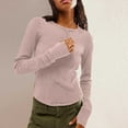 thumbnail image 2 of Women's Waffle Knit Tops Long Sleeve Shirts Casual Slim Fitted Crew Neck Pullover Shirts 2024 Fall Winter Tight Clothes, 2 of 8
