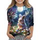thumbnail image 2 of Blusas y camisas de manga larga con cuello redondo y estampado de Pascua, camiseta interior de cuello redondo y manga tres cuartos para niños de talla mediana y grande., 2 of 9