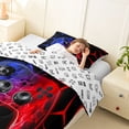 thumbnail image 4 of meiyoeat Neon Red-Blue Flame Game Controller Twin Comforter Sets for Kids Boys, Dual-Tone Geometric Gaming Bedding Set, Gamepad Reversible 2-Piece, 1 Comforter and 1 Pillowcase, 4 of 6