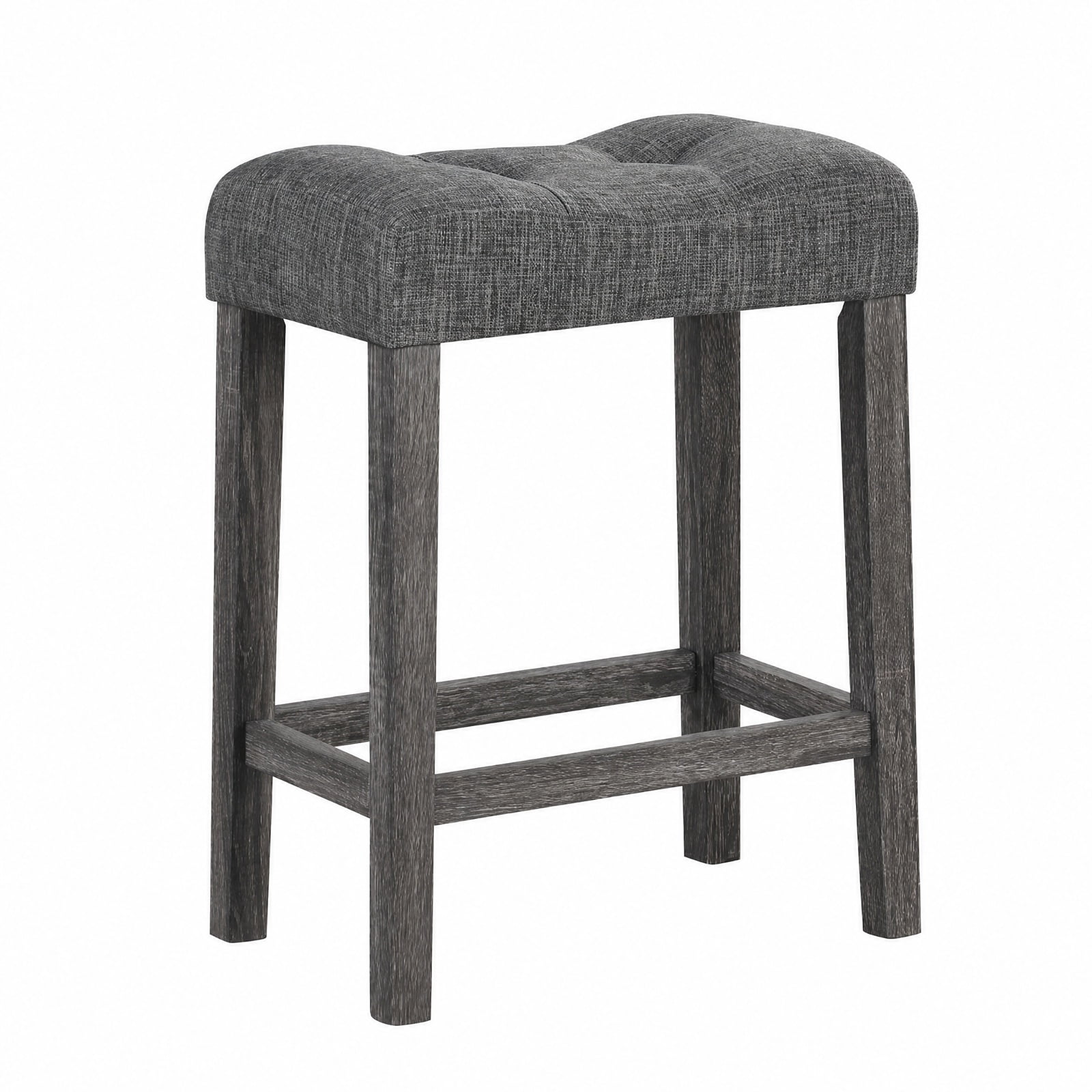Furnibear 24 Inch Set of 2 Saddle Bar Stools with Padded Seat for Kitchen Island Counter Bar Pub Dining Home, Gray