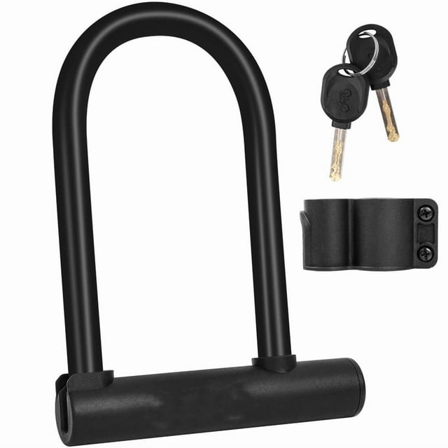 Black Compact U-Lock antirotation deadbolt for security and durability on the length of your stop and location