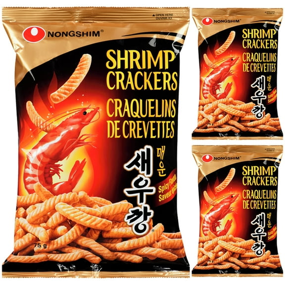 Box of Life Korean Snack Variety Pack - Nongshim Shrimp Cracker Spicy Flavored 2.6oz (3 Packs)