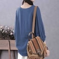 thumbnail image 4 of XPMWRP Ruffle Sleeve Tops for Women Plus Size Elbow Length Summer Tops Crew Neck Casual Loose Fit Plain T Shirts Basic Tees Blue XXXL, 4 of 7