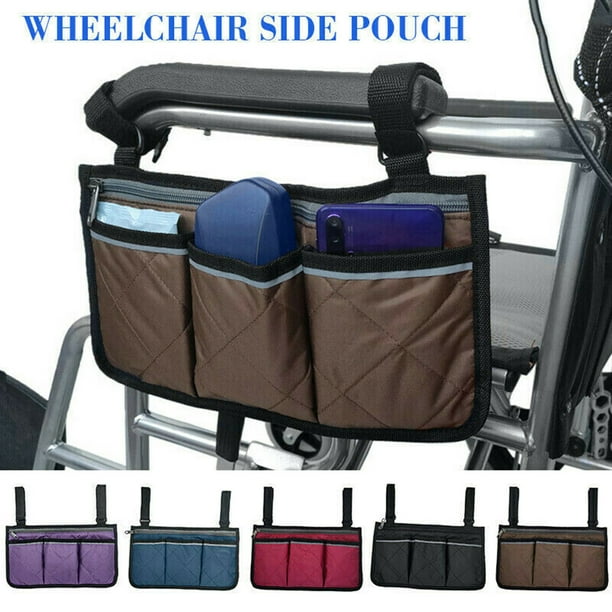 Wheelchair Side Bag Armrest Accessories Storage Bag with Pouches Hang