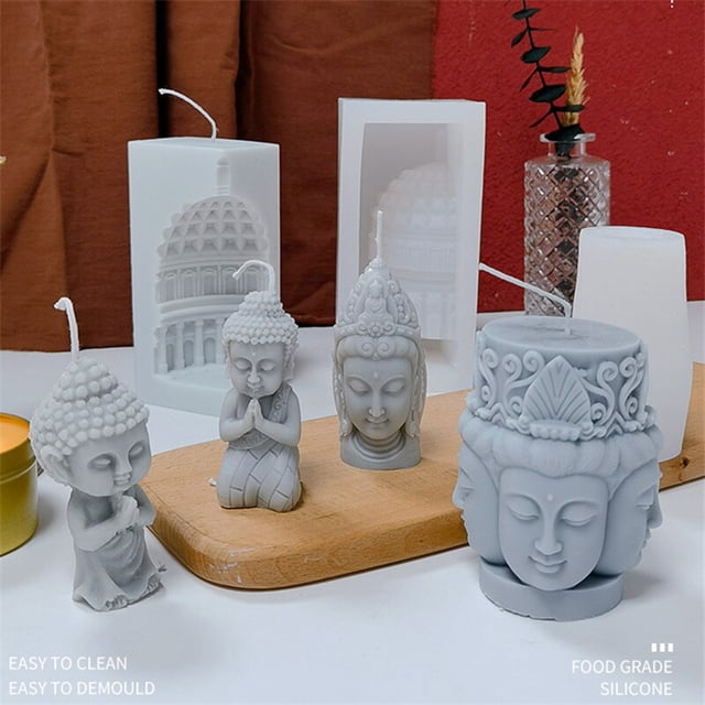 Buddha Statue Candle Silicone Mold DIY Buddha Candle Making Resin Soap Mold Cement Baking Ice Cube Mould Gifts Craft SuppliesBUnited States He Qiyong unisex
