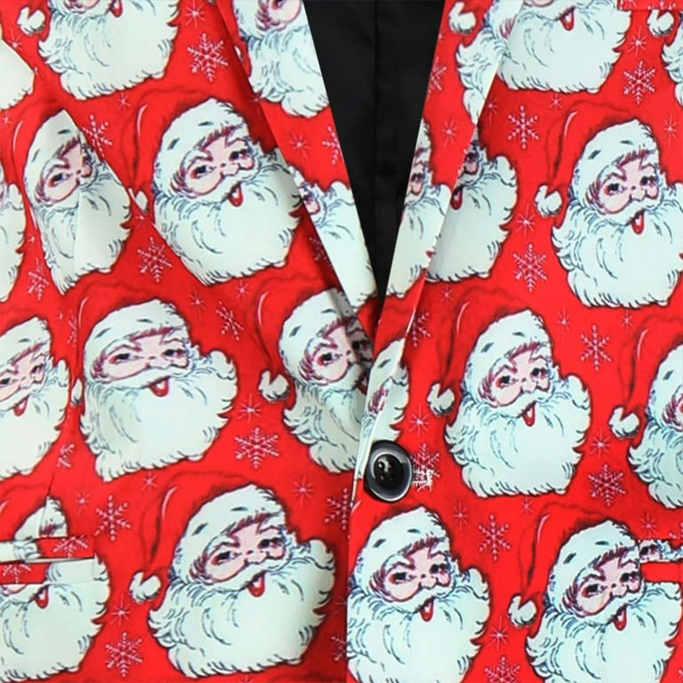 YanHoo Men Christmas Suit Dressy Gold Men s Christmas Blazer Suit 3D Printed Tuxedo Jacket Xmas Party Sports Coat with Tie for Dinner Prom Wedding Walmart