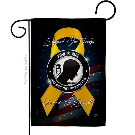 Breeze Decor G158665-BO 13 x 18.5 in. Support POW MIA Garden Flag with Armed Forces Service Double-Sided Decorative Vertical Flags House Decoration Banner Yard Gift