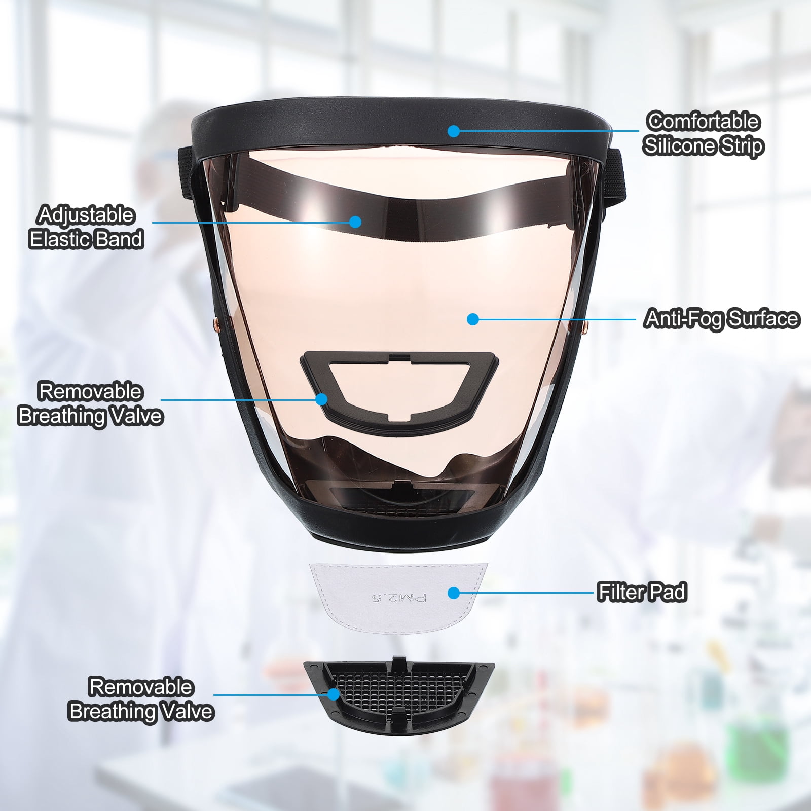 Uxcell Full Safety Face Shields, Anti Fogging Full Safety Face Protection Face Shields Brown