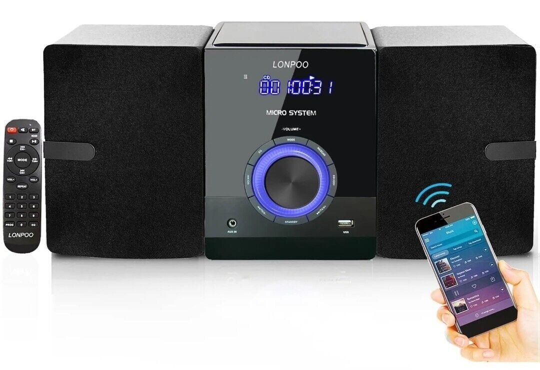 LONPPO LP886 Bluetooth Shelf Music System with CD Player, MP3, USB