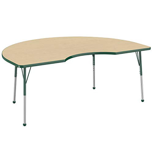 48in x 72in Kidney T-Mold Adjustable Activity Table with Standard Ball - Maple/Green