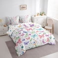 thumbnail image 3 of Feelyou Cute Butterfly Bedding Comforter Set 7pcs for Teen, Leaf Botanical Plant King Bedding Sets, Kawaii Cartoon Animal Reversible Bed Sheets, Lightweight Room Decor, 3 of 8