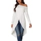 thumbnail image 1 of INSPIRAR CHIC Blusa Casual de Una Sola Manga Larga Asimétrica de Bajo Irregular para Mujeres L Blanca, 1 of 6