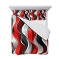thumbnail image 7 of Red Black Grey Queen Size Down Alternative Comforter, Lightweight Comforter Quilt Bedding Set with Pillow Shams Geometric Moire Artwork Modern Abstract All Seasons Bed Comforter Duvet Insert 90"x96", 7 of 7