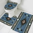 thumbnail image 3 of Blue Southwest Bath Mat 3 Piece Bathroom Rug Set, Farmhouse Boho Aztec Abstract Geometric Non Slip Bath Rug Contour Mat and Toilet Lid Cover, Absorbent Shower Mats Soft Bath Rugs and Mats Sets, 3 of 8