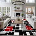 thumbnail image 3 of Red Black Geometric Area Rugs 5'x8', Washable Small Throw Rugs for Classroom Bedroom, Modern Color Block Abstract Indoor Outdoor Rug Non-Slip Low Pile Carpet Runner Reversible Floor Mats, 3 of 8
