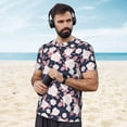 thumbnail image 4 of Wukai Leaves Flower Print Men's Short-Sleeved Mesh T-Shirt,Quick-Dry Short Sleeve Workout T-Shirt-XX-Large, 4 of 8