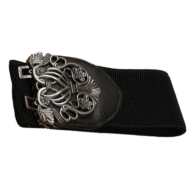 Qarigey Cinturón de mujer Cuerda elástica con correas de hebilla Cinturones para jeans Negro antiguo Type3 NO3