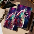thumbnail image 5 of Spiral Notebook,College Ruled Journal,8.26" x 5.71" 50 Sheets/100 Pages,2 Pack - Colorful Wolf Howling in The Night Sky, 5 of 7